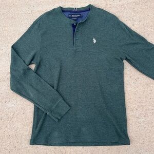 U.S. Polo Assn. Dark Green Long Sleeve Henley Shirt